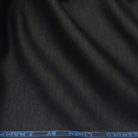 J.Hampstead Men's Cotton Linen Self Design 3.50 Meter Unstitched Shirting Fabric (Black)