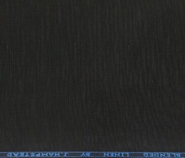 J.Hampstead Men's Cotton Linen Self Design 3.50 Meter Unstitched Shirting Fabric (Black)