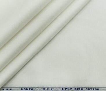 Monza Men's Giza Cotton Oxford 1.60 Meter Unstitched Shirting Fabric (Off-White)