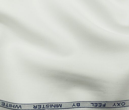 Monza Men's Cotton Self Stripes 1.80 Meter Unstitched Shirting Fabric (White)