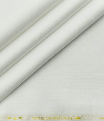 Nemesis Men's Giza Cotton Dobby 1.80 Meter Unstitched Shirting Fabric (White)