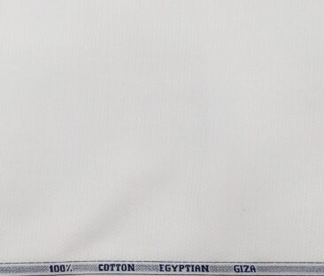 Raymond Men's Giza Cotton Jacquard 1.80 Meter Unstitched Shirting Fabric (White)