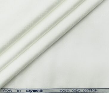 Raymond Men's Giza Cotton Jacquard 1.80 Meter Unstitched Shirting Fabric (White)