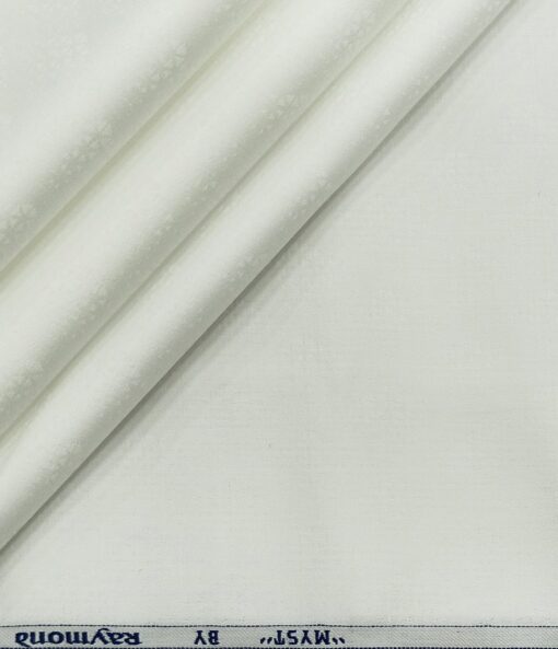 Raymond Men's Cotton Jacquard 1.80 Meter Unstitched Shirting Fabric (White)