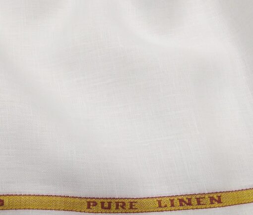 Raymond Men's Linen Solid 3.50 Meter Unstitched Shirting Fabric (White)