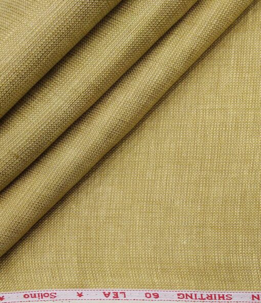 Solino Men's Linen Structured 2.25 Meter Unstitched Shirting Fabric (Gold)