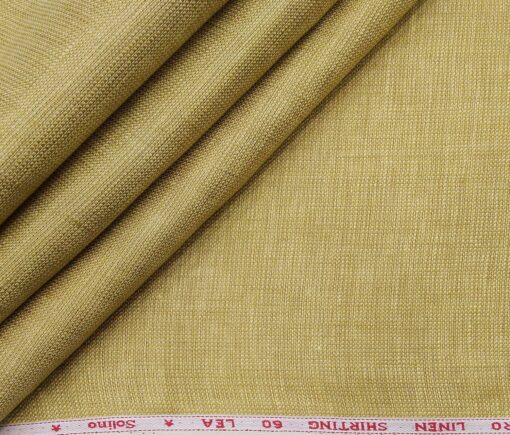 Solino Men's Linen Structured 2.25 Meter Unstitched Shirting Fabric (Gold)