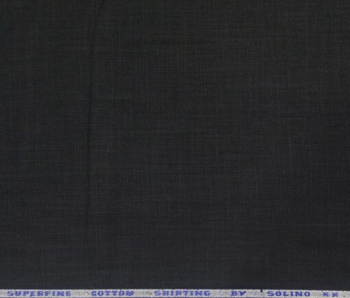 Solino Men's Cotton Solid 3.50 Meter Unstitched Shirting Fabric (Black)