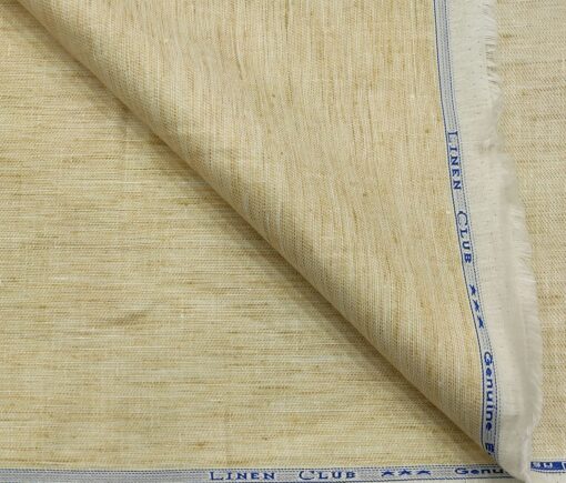 Linen Club Men's Linen Self Design 3 Meter Unstitched Suiting Fabric (Beige)