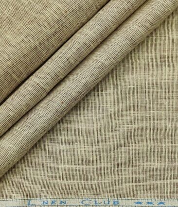 Linen Club Men's Linen 50 LEA Structured Unstitched Shirting Fabric (Beige)