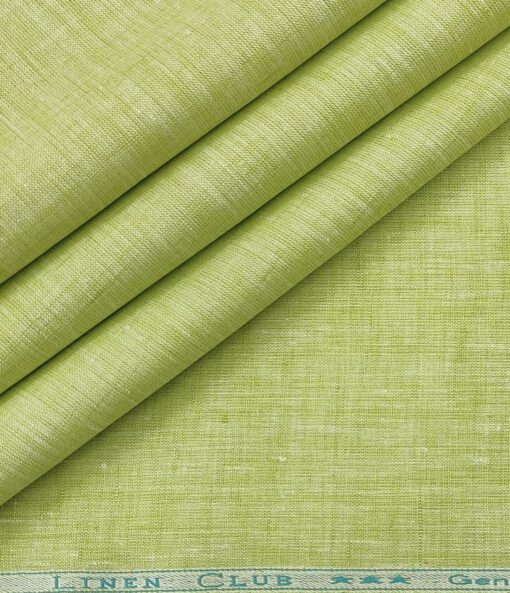 Linen Club Men's Linen 60 LEA Self Design Unstitched Shirting Fabric (Light Green)