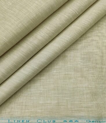 Linen Club Men's Linen 60 LEA Self Design Unstitched Shirting Fabric (SandDollar Beige)
