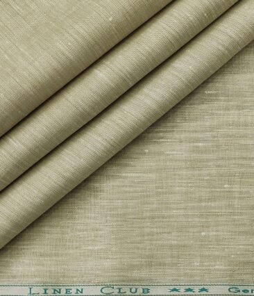 Linen Club Men's Linen 60 LEA Self Design Unstitched Shirting Fabric (Tan Beige)