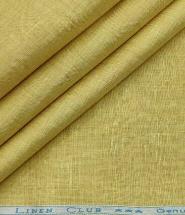 Linen Club Men's Linen 60 LEA Self Design Unstitched Shirting Fabric (Blonde Yellow)
