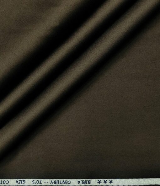 Birla Century Men's 70's Giza Cotton Solids 1.60 Meter Unstitched Shirting Fabric (Dark Brown)
