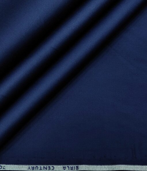 Birla Century Men's 70's Giza Cotton Solids 1.60 Meter Unstitched Shirting Fabric (Royal Blue)