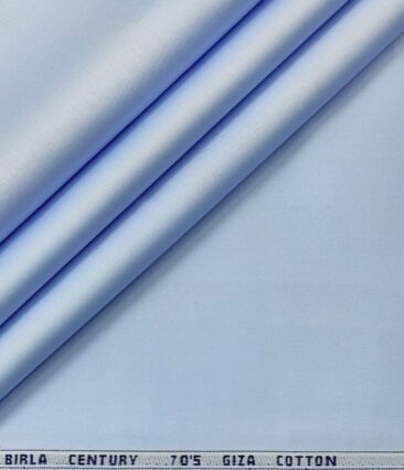 Birla Century Men's 70's Giza Cotton Solids 1.60 Meter Unstitched Shirting Fabric (Sky Blue)