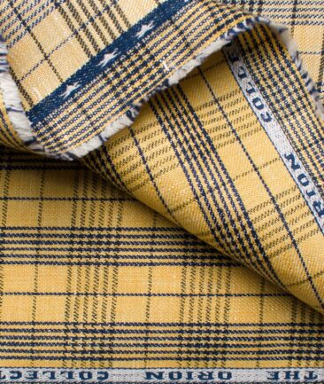 Raymond Men's Linen Checks Unstitched Blazer Suiting Fabric (Yellow)