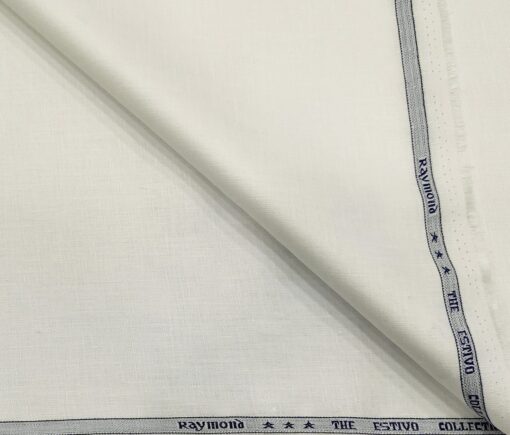 Raymond Men's Linen Solids 3 Meter Unstitched Suiting Fabric (Milky White)