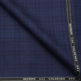 Raymond Men's Poly Viscose Unstitched Self Checks Suiting Fabric (Dark Royal Blue)