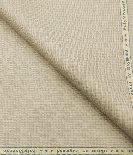 Raymond Men's Poly Viscose Unstitched Micro Checks Suiting Fabric (Beige)
