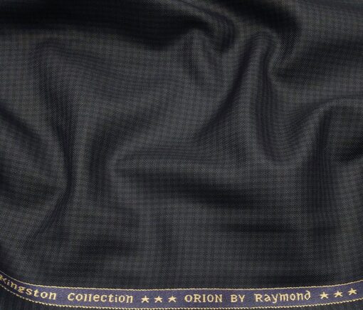 Raymond Men's Poly Viscose Unstitched Micro Checks Suiting Fabric (Dark Blue)
