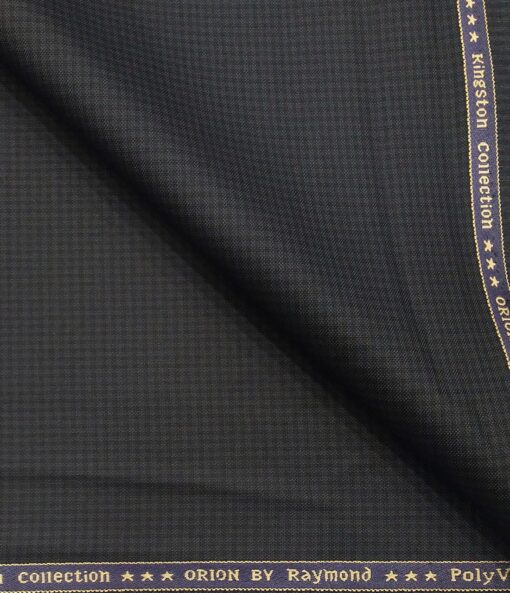 Raymond Men's Poly Viscose Unstitched Micro Checks Suiting Fabric (Dark Blue)