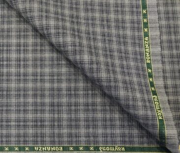 Raymond Men's Poly Viscose Unstitched Checks Suiting Fabric (Grey)