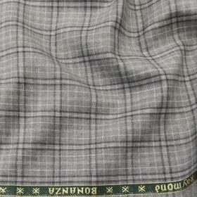 Raymond Men's Poly Viscose Unstitched Checks Suiting Fabric (Light Grey)