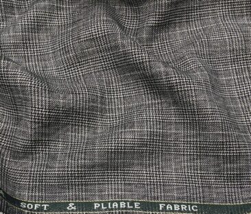 Raymond Men's Poly Viscose Unstitched Black Checks Suiting Fabric (Grey)