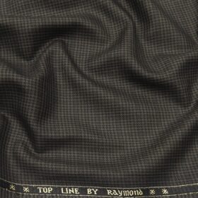 Raymond Men's Poly Viscose Unstitched Houndshooth Cum Checks Suiting Fabric (Dark Brown)