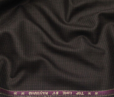Raymond Men's Poly Viscose Unstitched Houndshooth Cum Checks Suiting Fabric (Dark Wine)