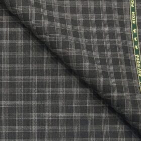 Raymond Men's Poly Viscose Unstitched Checks Techno Stretch Suiting Fabric (Dark Grey)