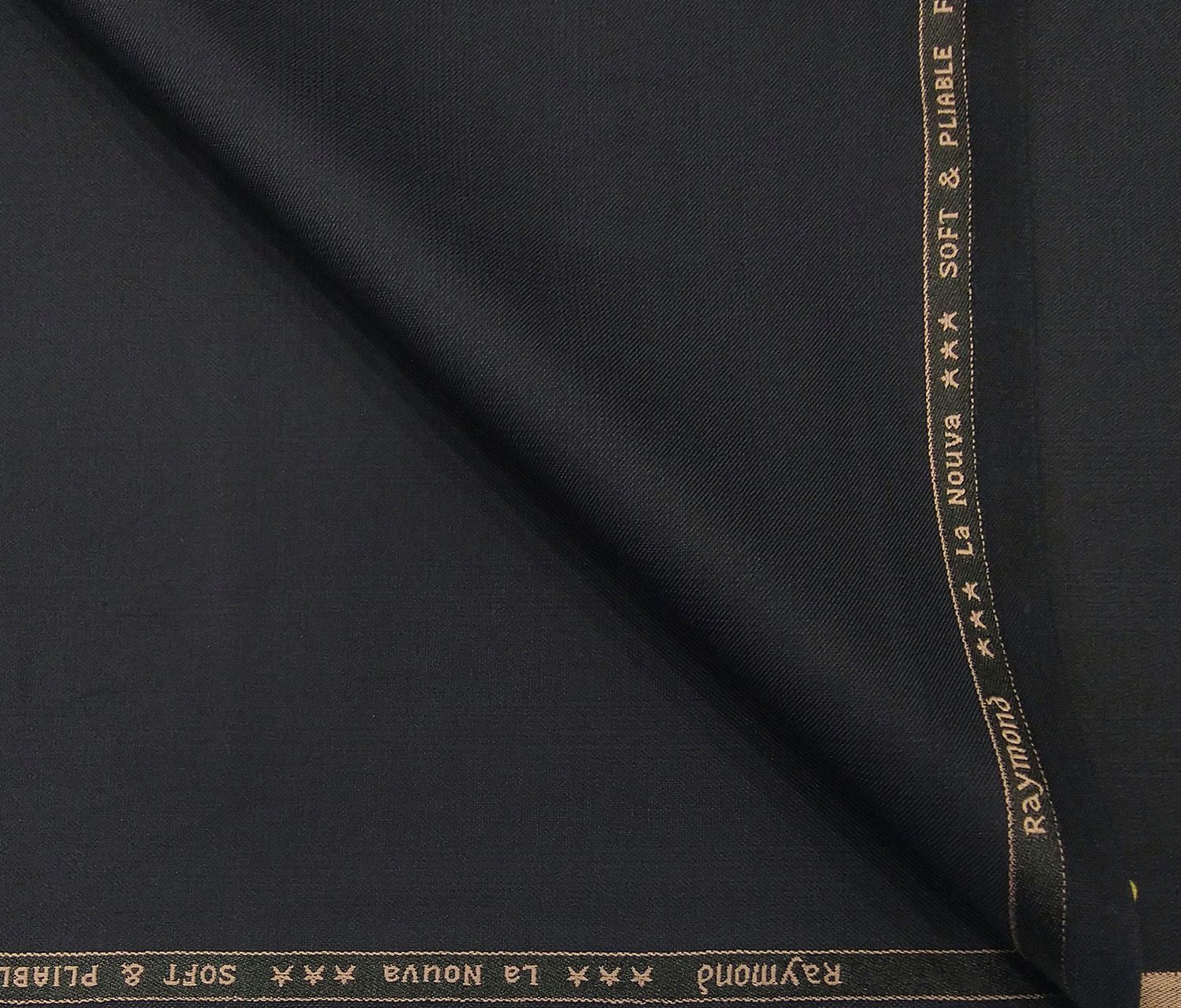 Raymond Men's Poly Viscose Unstitched Self Checks Suiting Fabric (Dark Navy Blue)