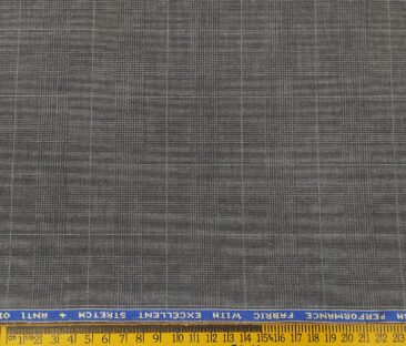 Raymond Men's Poly Viscose Unstitched Self Checks Techno Stretch Suiting Fabric (Light Worsted Grey)
