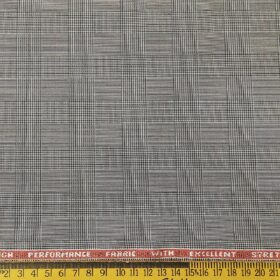 Raymond Men's Poly Viscose Unstitched Houndstooth Cum Checks Techno Stretch Suiting Fabric (Light Grey)
