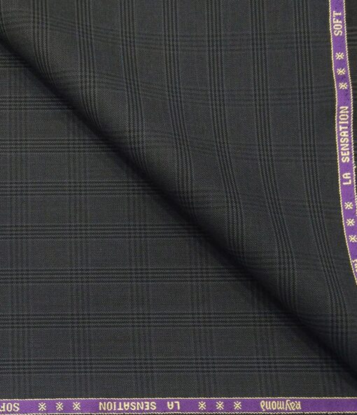 Raymond Men's Poly Viscose Unstitched Self Checks Suiting Fabric (Dark Grey)