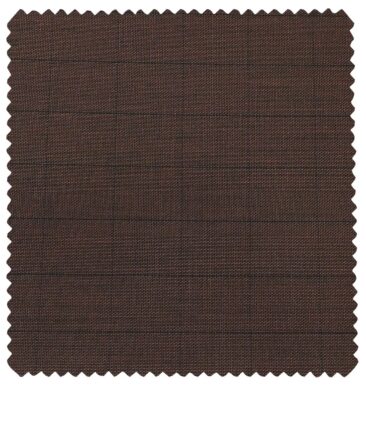 Raymond Men's Poly Viscose Unstitched Structured cum Checks Suiting Fabric (Hickory Red)