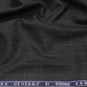 Raymond Men's Poly Viscose Unstitched Checks Suiting Fabric (Blackish Grey)