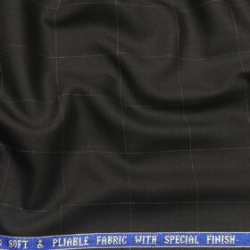 Raymond Men's Poly Viscose Unstitched Checks Suiting Fabric (Black)