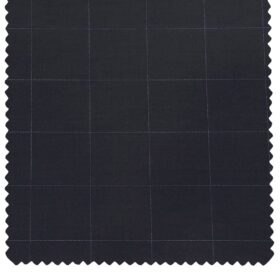 Raymond Men's Poly Viscose Unstitched Checks Suiting Fabric (Dark Blue)