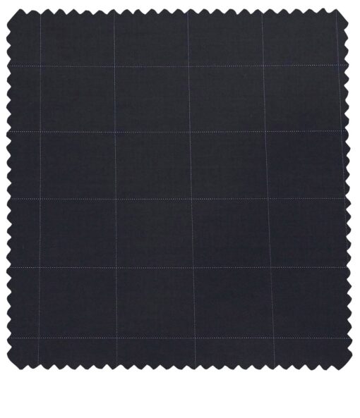 Raymond Men's Poly Viscose Unstitched Checks Suiting Fabric (Dark Blue)