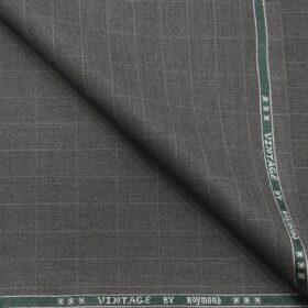 Raymond Men's Poly Viscose Unstitched Self Checks Suiting Fabric (Worsted Grey)