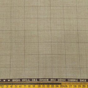 Raymond Men's Poly Wool Unstitched Checks Suiting Fabric (Light Beigish Brown)