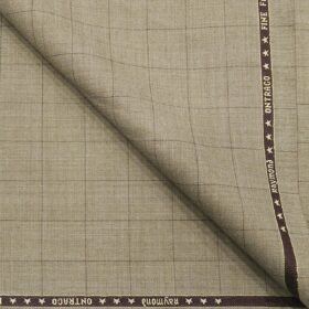 Raymond Men's Poly Wool Unstitched Checks Suiting Fabric (Light Beigish Brown)