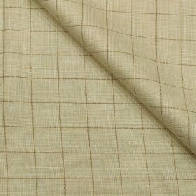 Solino Men's Linen Brown Checks 3 Meter Unstitched Suiting Fabric (Beige)