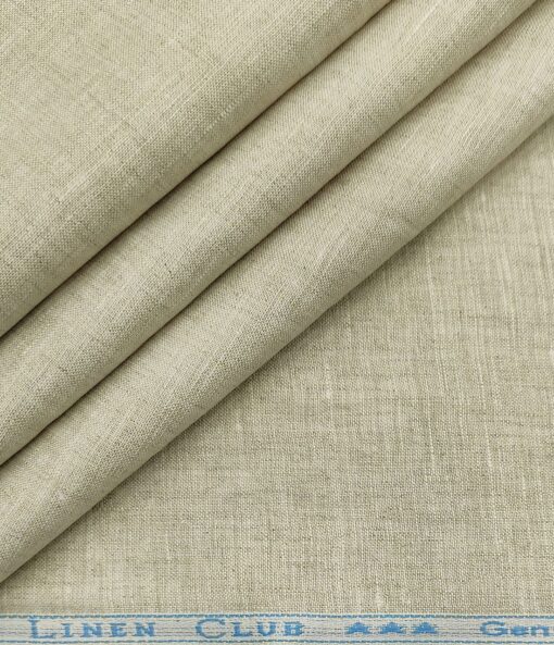Linen Club Men's Linen Self Design Unstitched Shirting Fabric (Tan Beige)