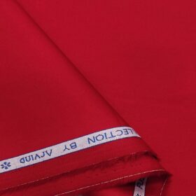 Arvind Men's Cotton Solids Satin 1.60 Meter Unstitched Shirt Fabric (Berry Red)