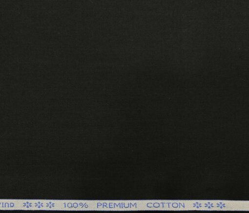 Arvind Men's Cotton Solids Satin 1.60 Meter Unstitched Shirt Fabric (Black)