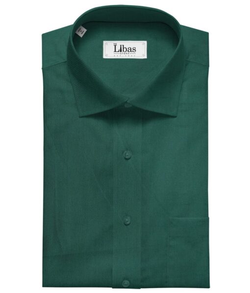 Arvind Men's Cotton Solids Satin 1.60 Meter Unstitched Shirt Fabric (Dark Sea Green)